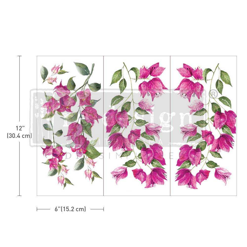 WILD FLOWERS - 3 sheets - 15cm x 30cm each - Redesign Decor Transfer Decal