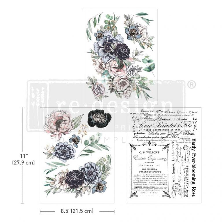 IN THE MEADOWS - 3 sheets - 15cm x 30cm each - Redesign Decor Transfer Decal