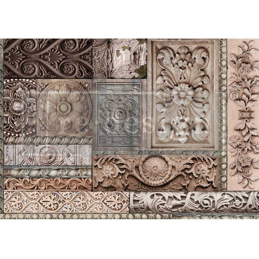 CARVED STONEWORK - A1 Rice Paper for Decoupage - LARGE - 59.4cm x 84.1cm - Re-Design with Prima
