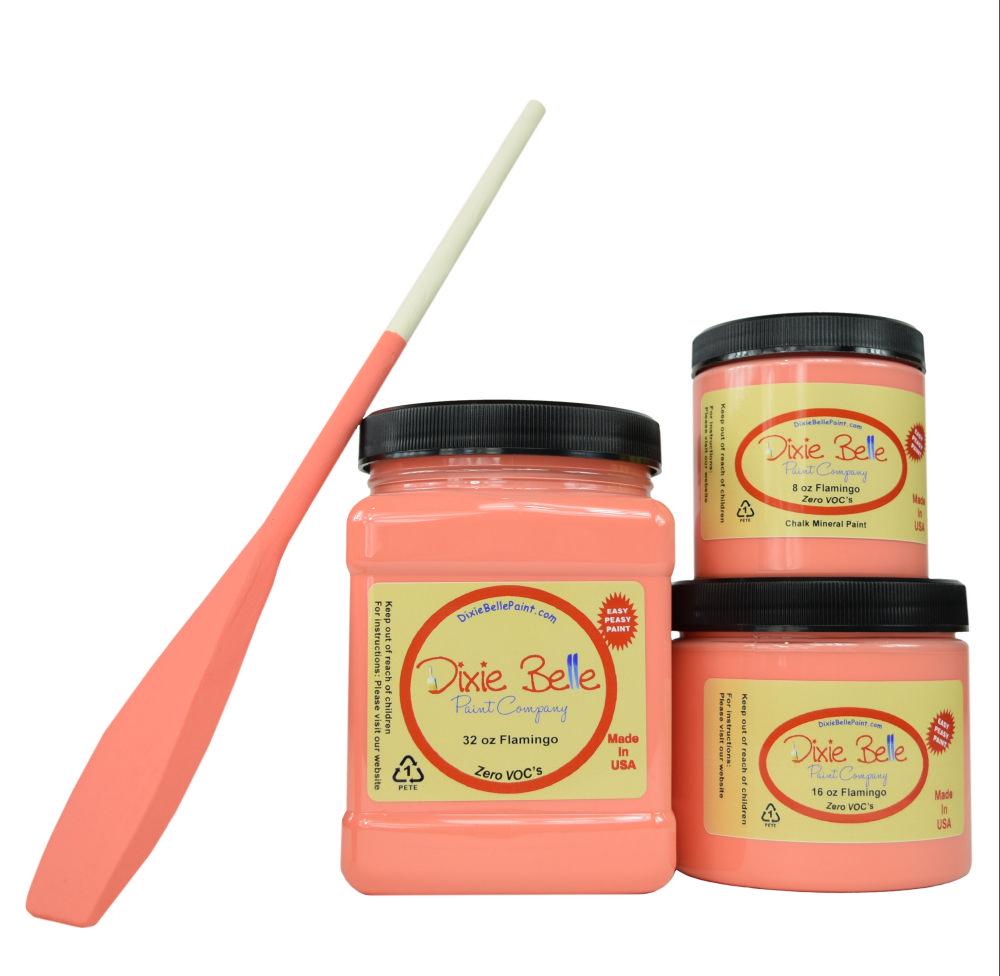 FLAMINGO - Dixie Belle -Bright Coral Chalk Mineral Paint - 236ml/8oz - 473ml/16oz