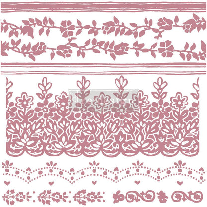 CLEAR CLING DECOR STAMP - Floral Borders - ReDesign with Prima - 7 piece