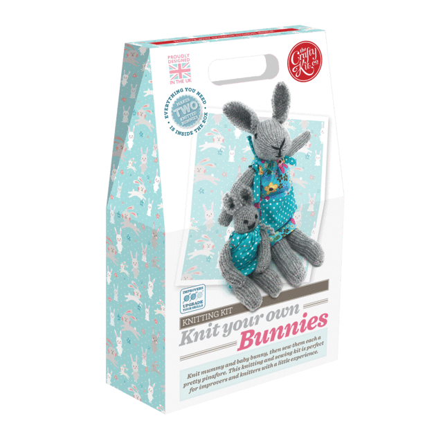 Knit Your Own Bunnies Kit - Finished Size Approx 35cm mum, 20cm baby