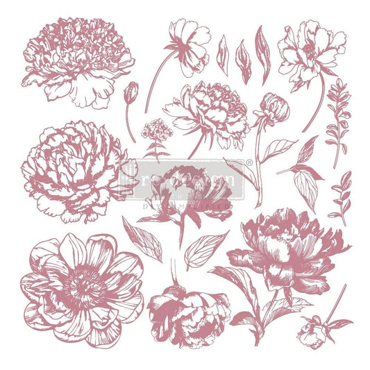 CLEAR CLING DECOR STAMP - Linear Floral - ReDesign with Prima - 20 piece
