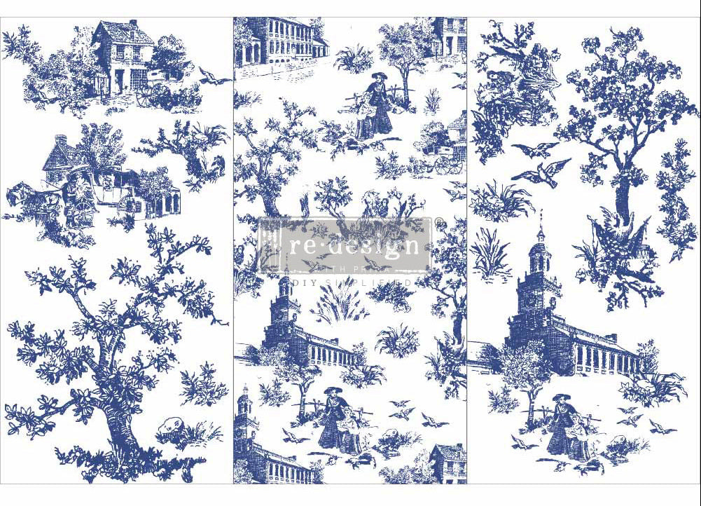 TOILE - 3 sheets - 15cm x 30cm each - Redesign Decor Transfer Decal