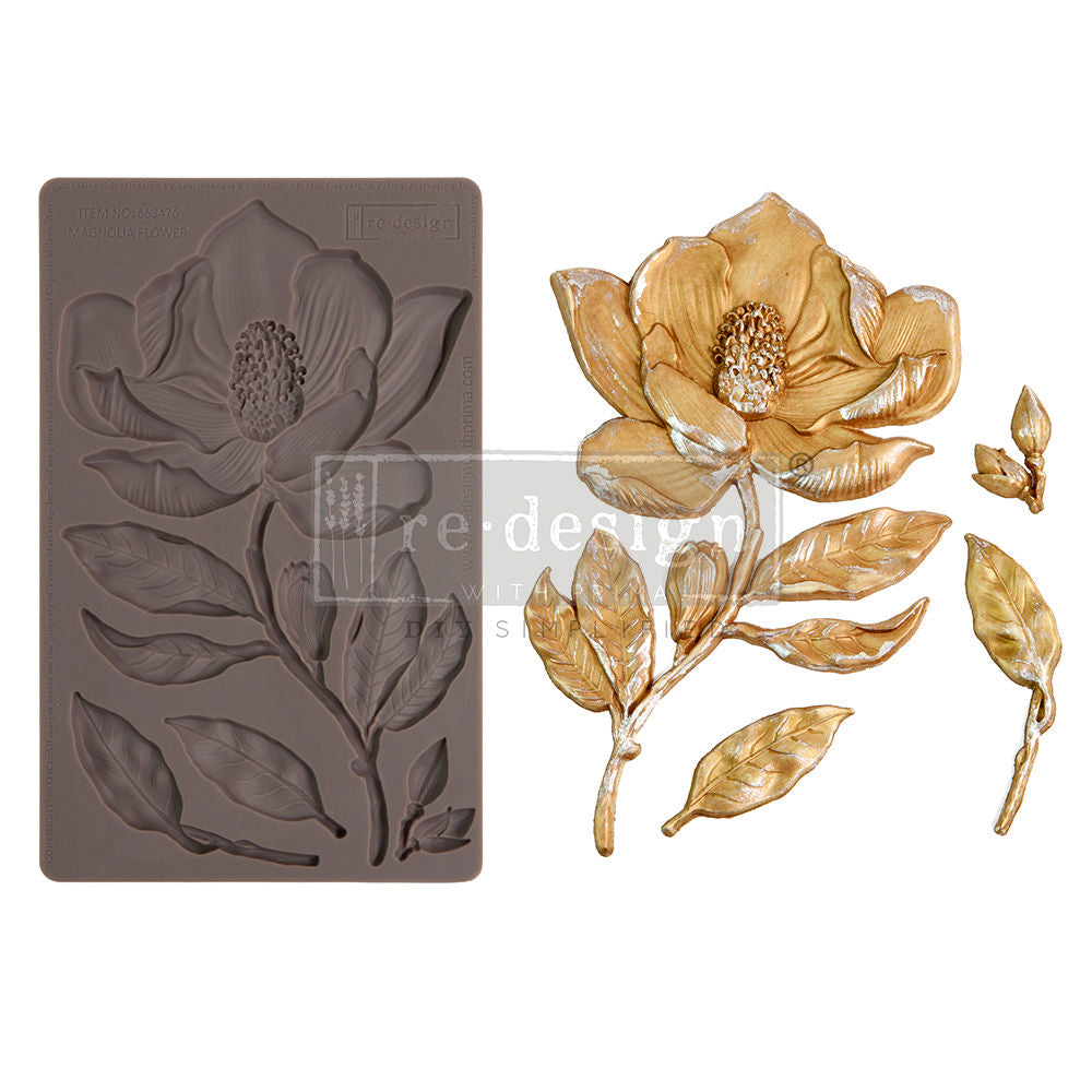 MAGNOLIA FLOWERS Decor Mould Re-Design with Prima 8" x 5"