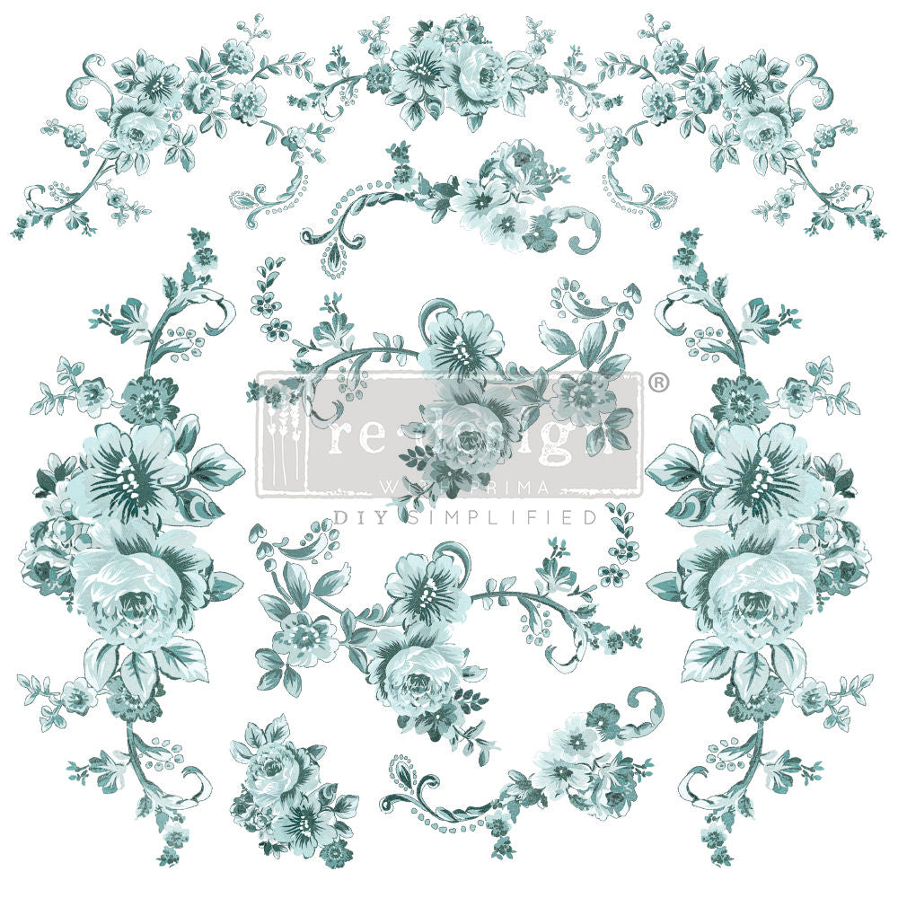 MINTY ROSES (Pre-Order) - 30cm x 30cm - Redesign Decor Transfer Decal