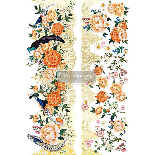 PHEASANTS AND PEONIES - 24" x 35" - Redesign Decor Transfer Decal