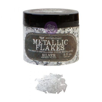 SILVER - Metallic Metal Gilding Flakes - Finnabair Art Ingredients - 150ml