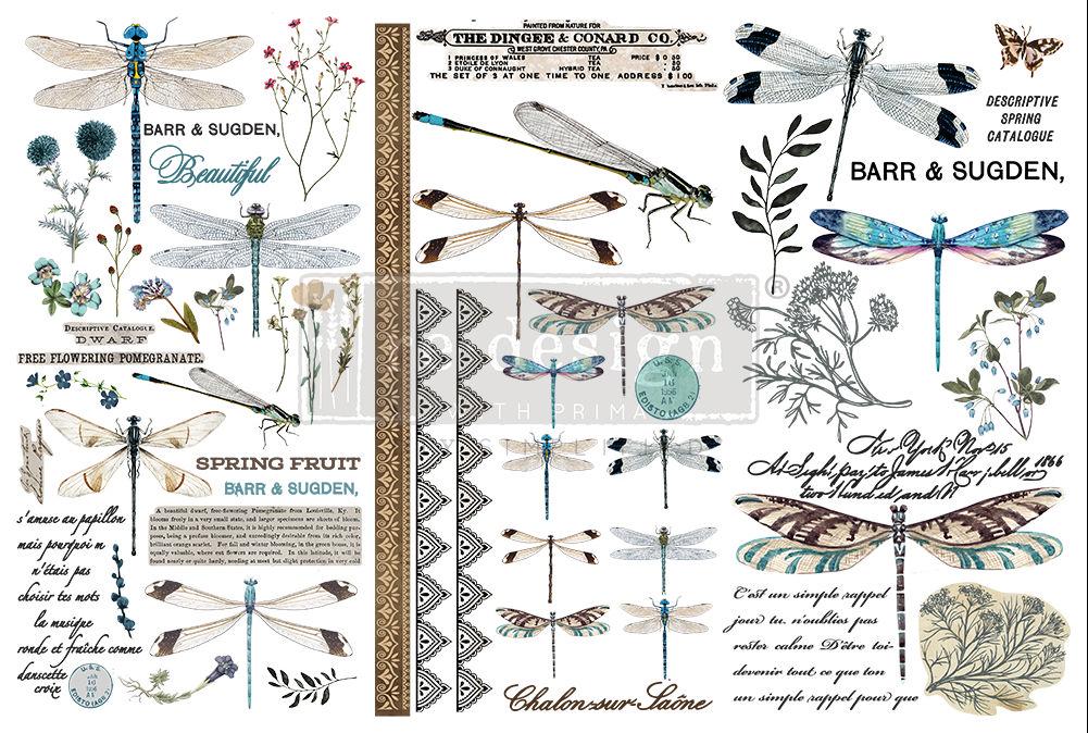 SPRING DRAGONFLY - 3 sheets - 6" x 12" each - Redesign Decor Transfer Decal Media 2 of 2