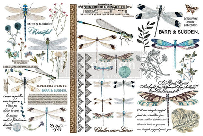 SPRING DRAGONFLY - 3 sheets - 6" x 12" each - Redesign Decor Transfer Decal Media 2 of 2