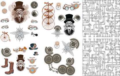 STEAMPUNK - 38.8" x 24.8" - Belles and Whistles Furniture Decor Transfer