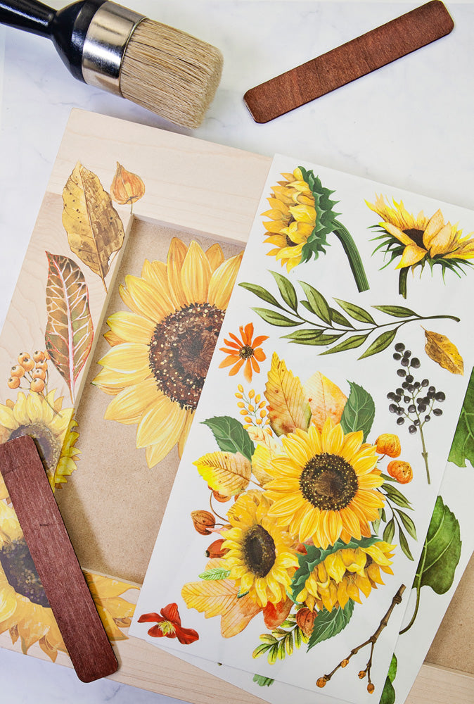 SUNFLOWER AFTERNOON- 3 sheets - 15cm x 30cm each - Redesign Decor Transfer Decal