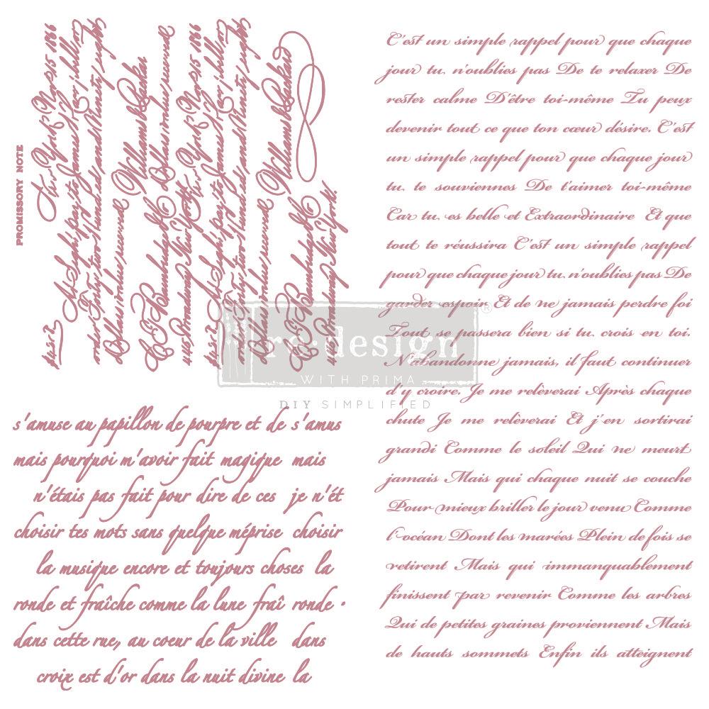 CLEAR CLING DECOR STAMP - Vintage Script - ReDesign with Prima - 3 piece