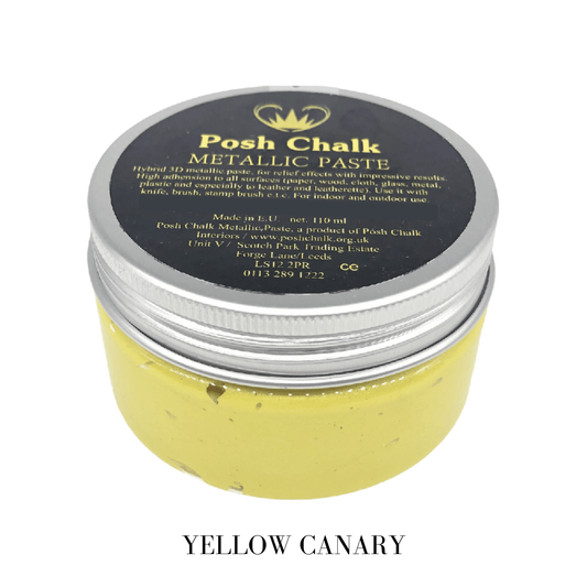 YELLOW CANARY Smooth Metallic Paste by Posh Chalk, Mixed Media - Raised Stencil Medium, 110ml pot