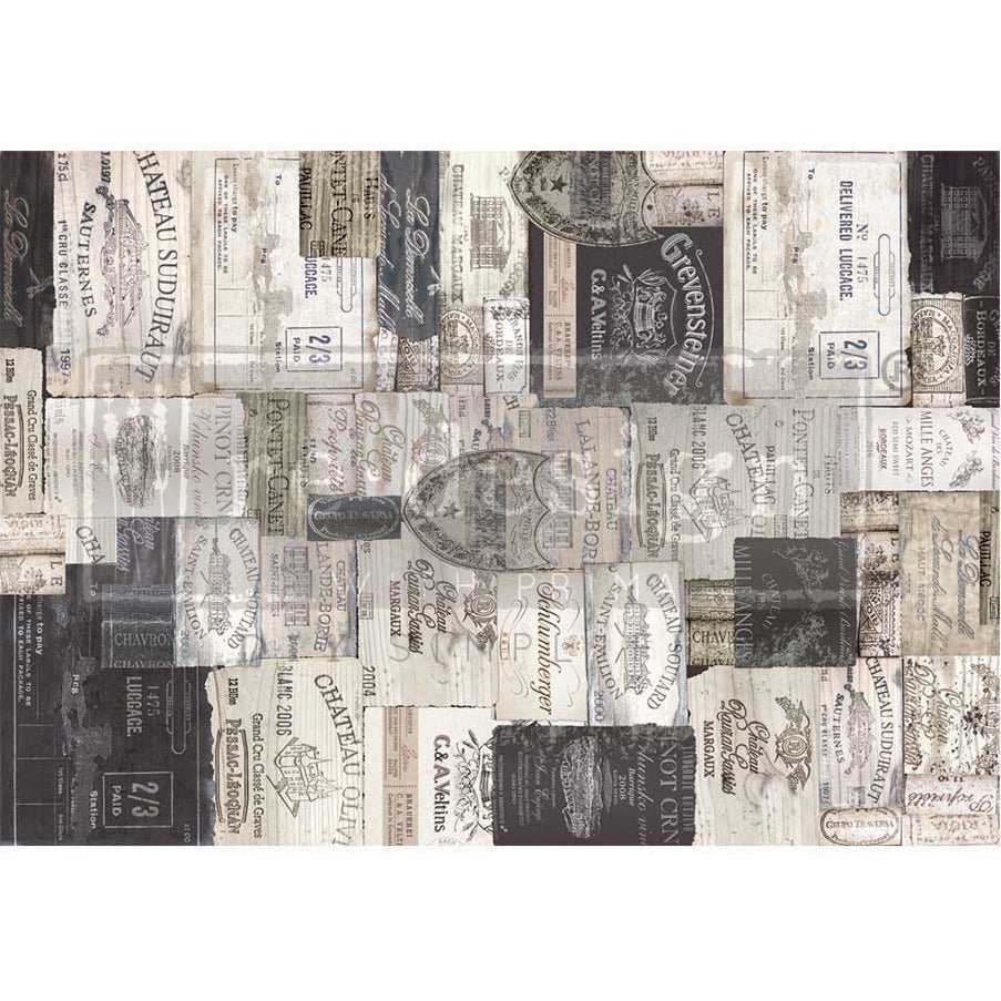ANTIQUE LABELS - A1 Rice Paper for Decoupage - LARGE - 59.4cm x 84.1cm - Re-Design with Prima - Decoupage - Baillea's Interiors -