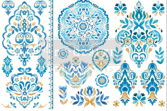 ARTISINAL TILE - 3 sheets - 15cm x 30cm each - Redesign Decor Transfer Decal - Furniture Transfer - Baillea's Interiors -