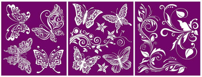 BUTTERFLIES Silk Screen Stencils 3 designs 8" x 10" by Belles and Whistles