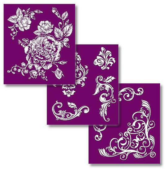 FLORAL Silk Screen Stencils 3 designs 8" x 10" by Belles and Whistles