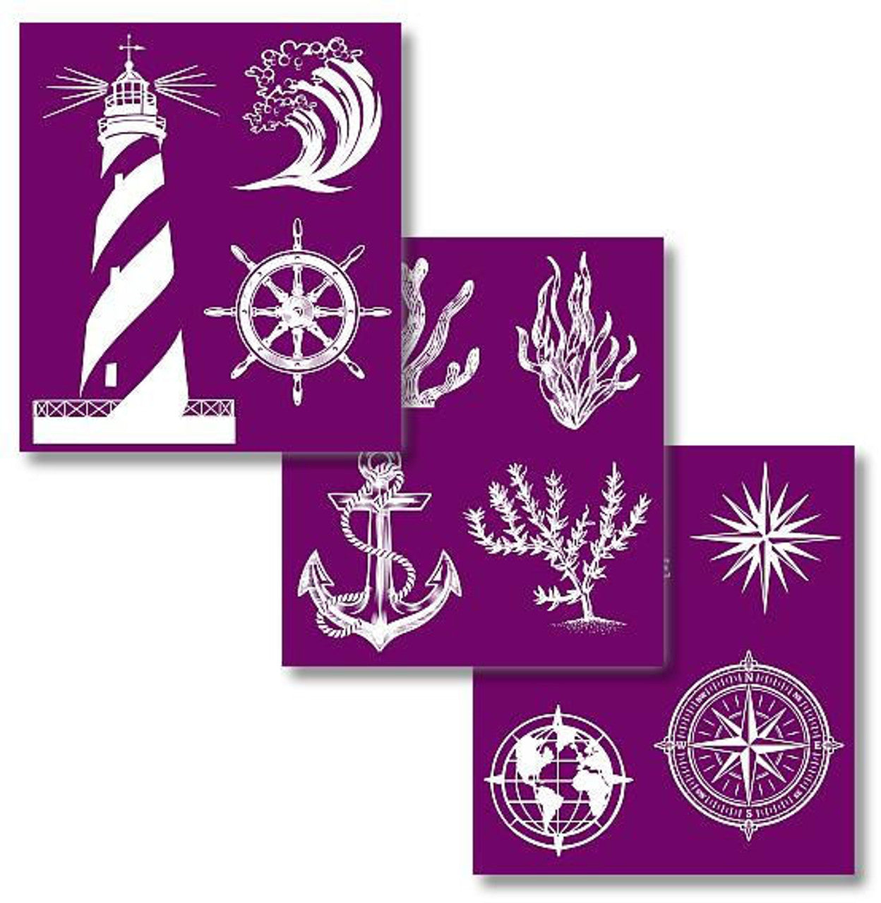 NAUTICAL Silk Screen Stencils 3 designs 8" x 10" by Belles and Whistles