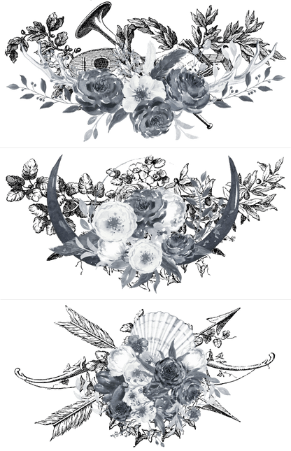 BOHO NOIR - 3 parts - Hokus Pokus Rub On Decor Transfer Decal - Furniture Transfer - Baillea's Interiors -