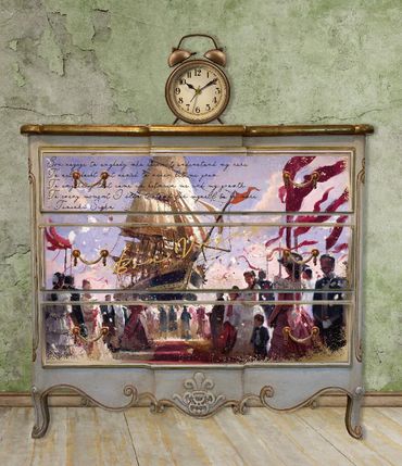 BON VOYAGE - Decor Weave for Decoupage – 85.5cm x 59.5cm - Hokus Pokus - Decoupage - Baillea's Interiors -