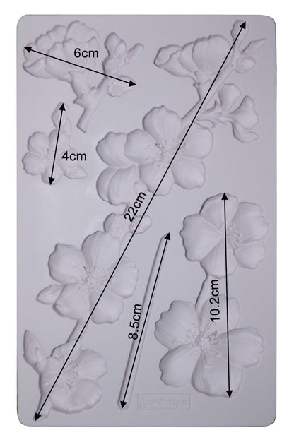 BOTANICAL BLOSSOMS Decor Mould Re-Design with Prima 8" x 5" - Moulds - Baillea's Interiors -