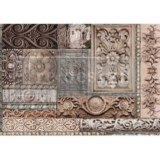 CARVED STONEWORK - A1 Rice Paper for Decoupage - LARGE - 59.4cm x 84.1cm - Re-Design with Prima - Decoupage - Baillea's Interiors -