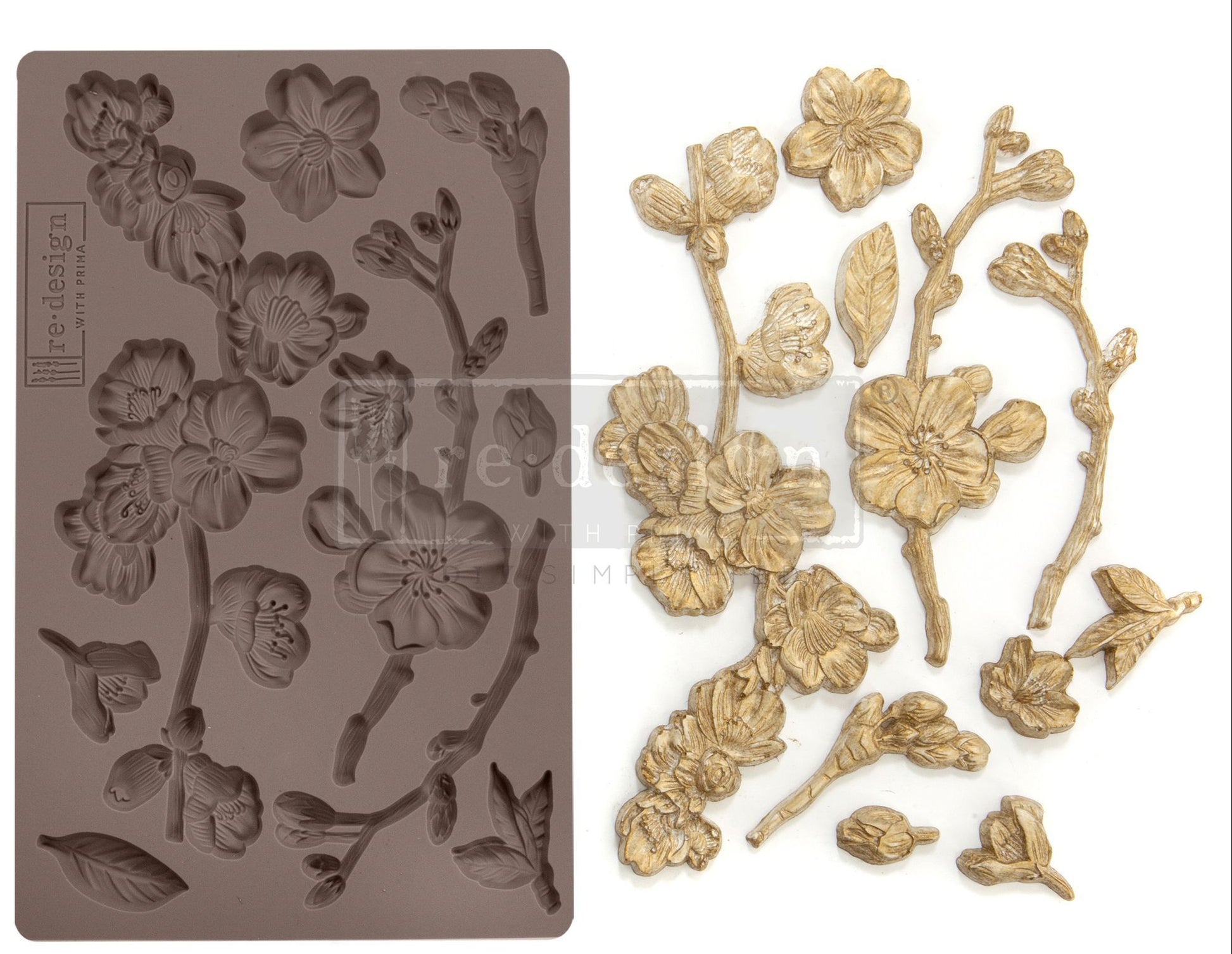 CHERRY BLOSSOMS Decor Mould Re-Design with Prima 8" x 5" - Moulds - Baillea's Interiors -