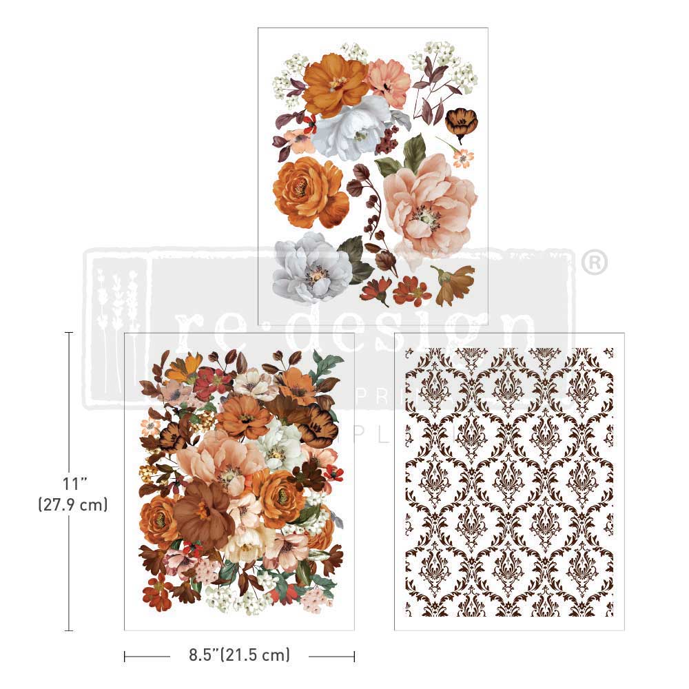 CLASSIC PEACH - 3 sheets - 21.5cm x 27.9cm each - Redesign Decor Transfer Decal - Furniture Transfer - Baillea's Interiors -
