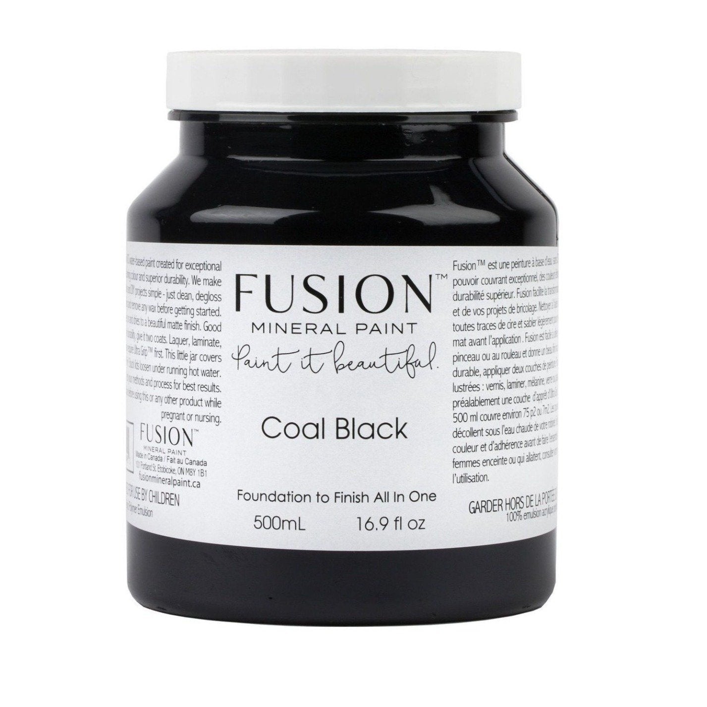 COAL BLACK - Fusion Mineral Paint - 37ml, 500ml - Paint - All In One - Baillea's Interiors -