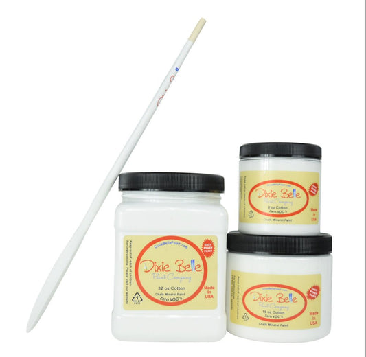 COTTON - Dixie Belle - Pure White Chalk Mineral Paint - 118ml/4oz - 236ml/8oz - 473ml/16oz - 946ml - Paint - Chalk and Mineral - Baillea's Interiors -