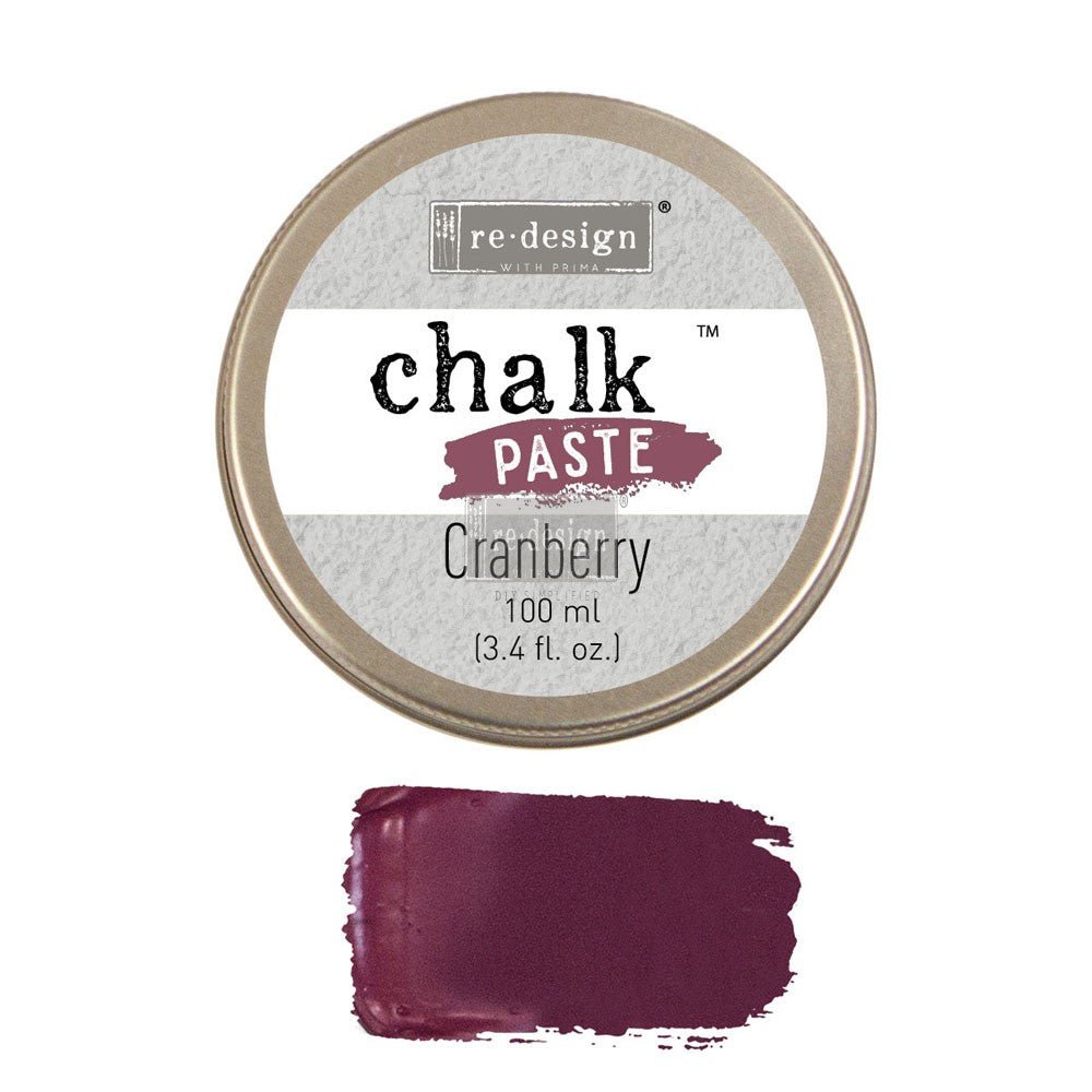 CRANBERRY Chalk Paste Re-Design with Prima, Mixed Media - Raised Stencil Medium, 100ml - Chalk Paste - Baillea's Interiors -
