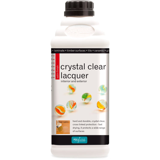 Polyvine Crystal Clear Lacquer - Satin Finish - 100ml, 500ml, 1 litre