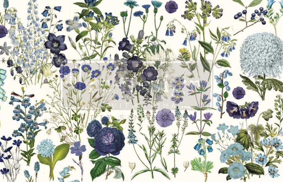 Decoupage Decor Tissue Paper - BLUE MEADOWS - 48.3cm x 76.2cm - Re-Design with Prima - Decoupage - Baillea's Interiors -