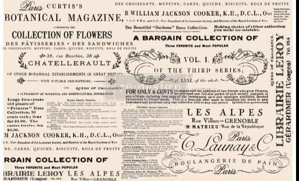 Decoupage Decor Tissue Paper - FLORAL TEXT - 48.3 cm x 76.2 cm Re-Design with Prima - Decoupage - Baillea's Interiors -