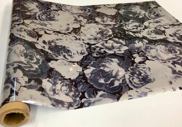 DOMINIC FLOWERS - Grey - Rub On Metallic Foil by APS - Textile Friendly - Foils - Baillea's Interiors -
