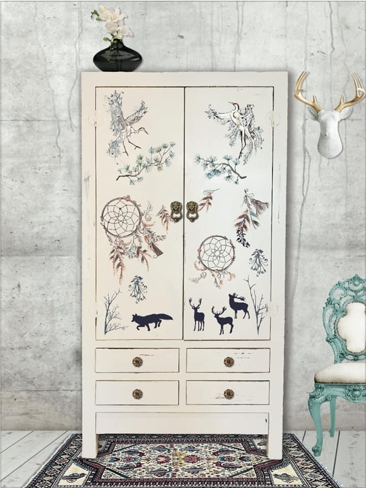 DREAM CATCHER - 3 parts - Hokus Pokus Rub On Decor Transfer Decal - Furniture Transfer - Baillea's Interiors -