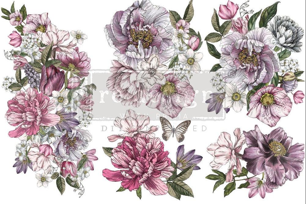 DREAMY FLORALS - 3 sheets - 15cm x 30cm each - Redesign Decor Transfer Decal - Furniture Transfer - Baillea's Interiors -
