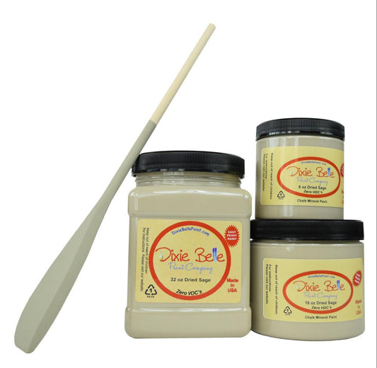 DRIED SAGE - Dixie Belle - Soft Grey with Green Undertones Chalk Mineral Paint - 118ml/4oz - 236ml/8oz - 473ml/16oz - 946ml - Paint - Chalk and Mineral - Baillea's Interiors -