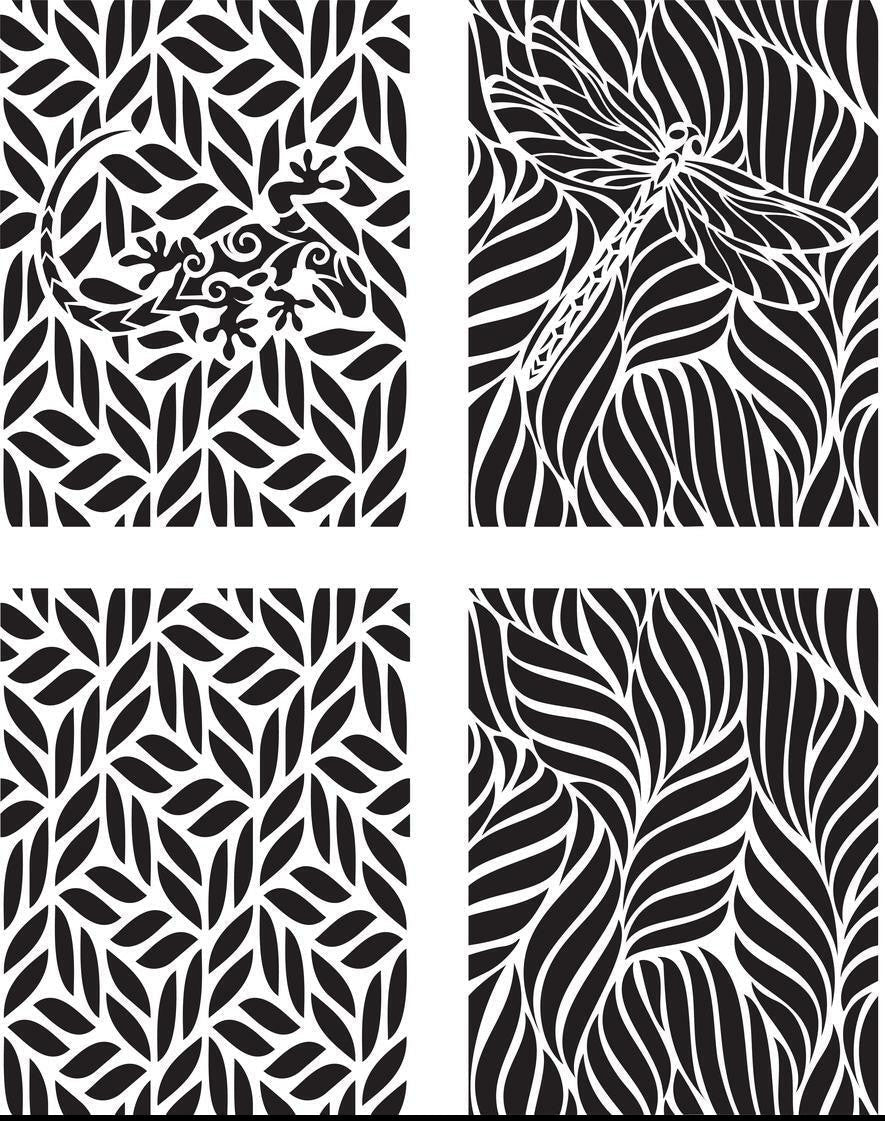 ENCHANTED GARDEN 4 Part Stencils 17.78cm x 22.86cm each by Belles and Whistles - Stencil - Baillea's Interiors -