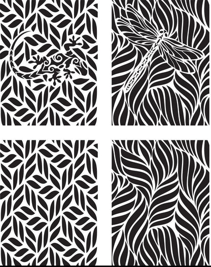 ENCHANTED GARDEN 4 Part Stencils 17.78cm x 22.86cm each by Belles and Whistles - Stencil - Baillea's Interiors -