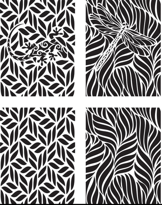 ENCHANTED GARDEN 4 Part Stencils 17.78cm x 22.86cm each by Belles and Whistles - Stencil - Baillea's Interiors -