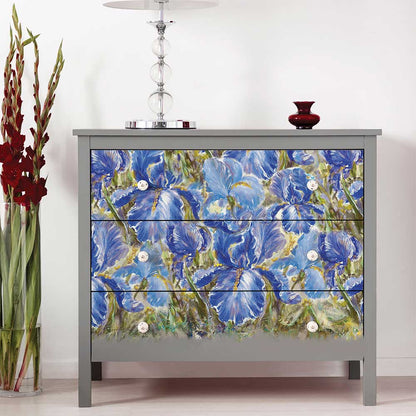 ENCHANTED IRIS - A1 Rice Paper for Decoupage - LARGE - 59.4cm x 84.1cm - Re-Design with Prima - Decoupage - Baillea's Interiors -
