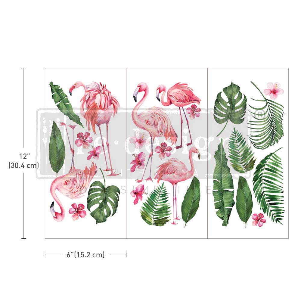 FLAMINGO PINK - 3 sheets - 15cm x 30cm each - Redesign Decor Transfer Decal - Furniture Transfer - Baillea's Interiors -