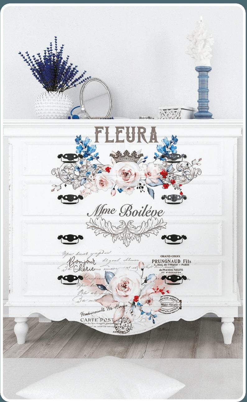 FLEURA DE PARIS - 57cm x 79cm - 1 designs- Hokus Pokus Rub On Decor Transfer Decal - Furniture Transfer - Baillea's Interiors -