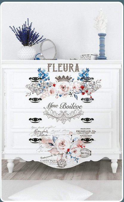 FLEURA DE PARIS - 57cm x 79cm - 1 designs- Hokus Pokus Rub On Decor Transfer Decal - Furniture Transfer - Baillea's Interiors -