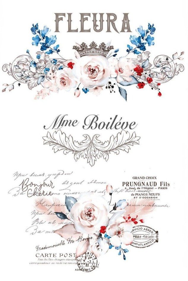 FLEURA DE PARIS - 57cm x 79cm - 1 designs- Hokus Pokus Rub On Decor Transfer Decal - Furniture Transfer - Baillea's Interiors -