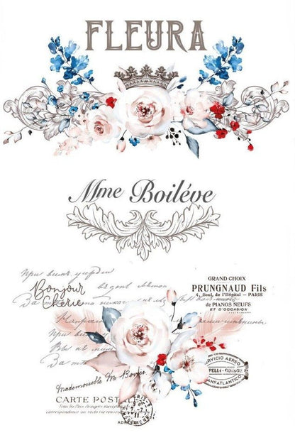 FLEURA DE PARIS - 57cm x 79cm - 1 designs- Hokus Pokus Rub On Decor Transfer Decal - Furniture Transfer - Baillea's Interiors -