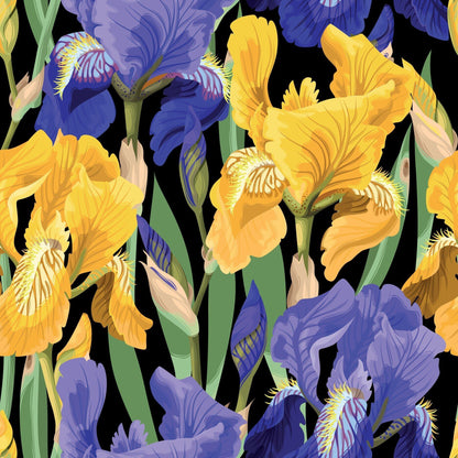 FLORAL ON BLACK - Rice Paper for Decoupage– 3 sheets 11.81″ X 12.6″ - Belles and Whistles - Decoupage - Baillea's Interiors -