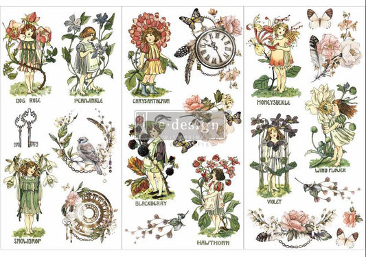 FLOWER CHILDREN - 3 sheets - 15cm x 30cm each - Redesign Decor Transfer Decal - Furniture Transfer - Baillea's Interiors -